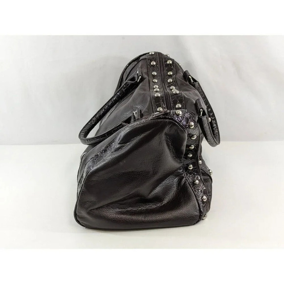 Steven by Steve Madden Leather Riveted Satchel Black Purse Handbag Unused - Picture 3 of 8